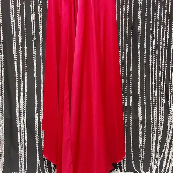 Xcite Satin Fancy Back Prom Dress 30189 Raspberry - Picture 3 of 6